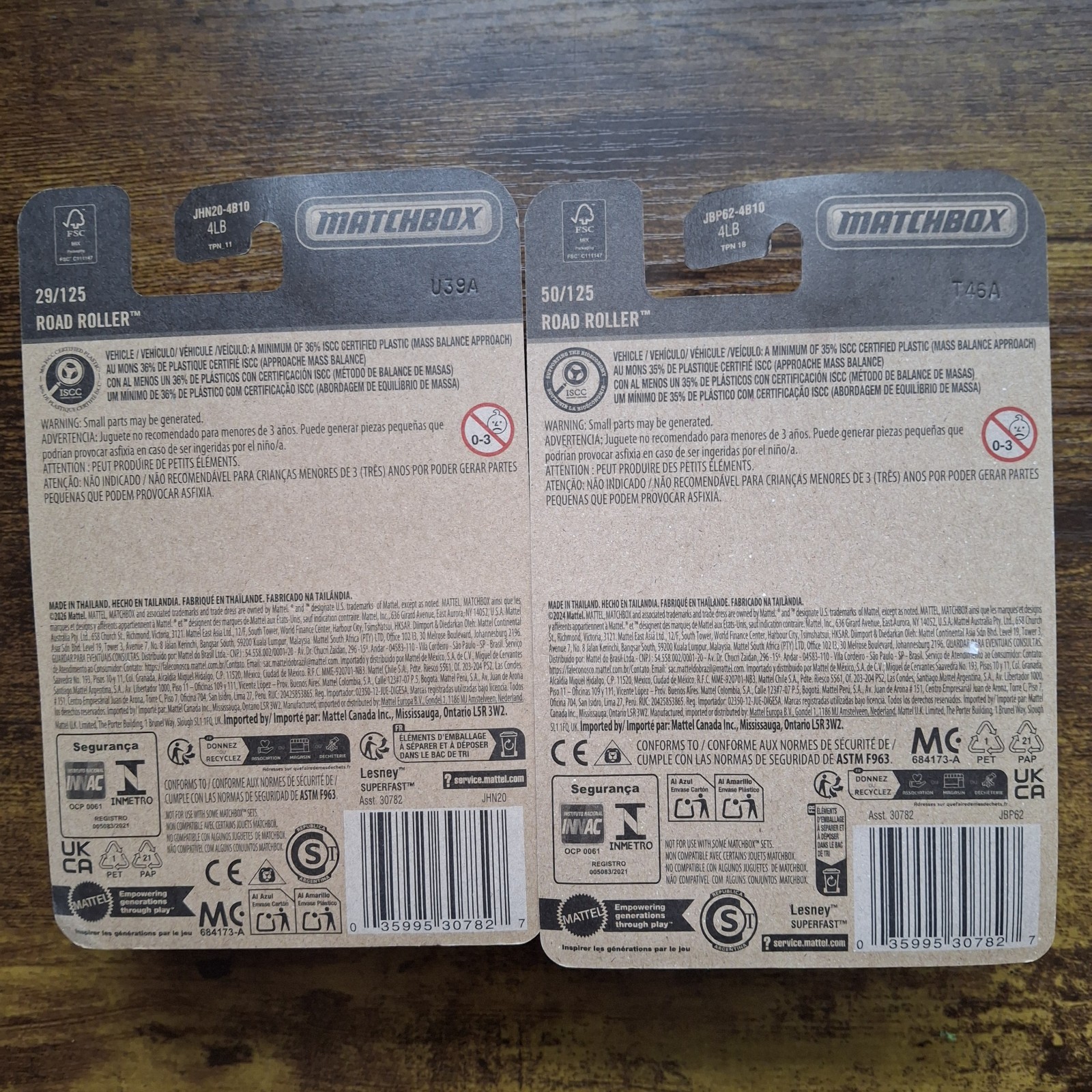 2 × Matchbox 1:64 Diecast Road Roller White 2025