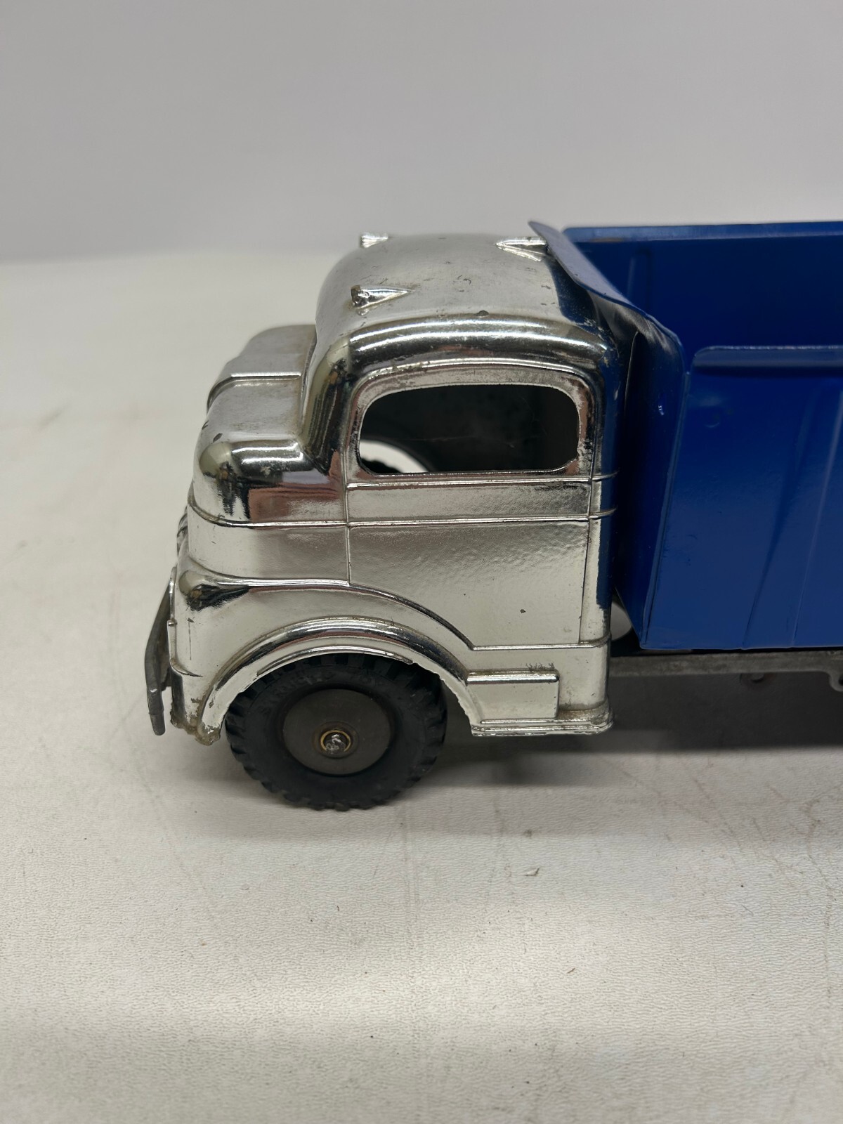 Vtg Structo Toys Wind Up Dump Truck Chrome Cab Blue Bed As Is Parts