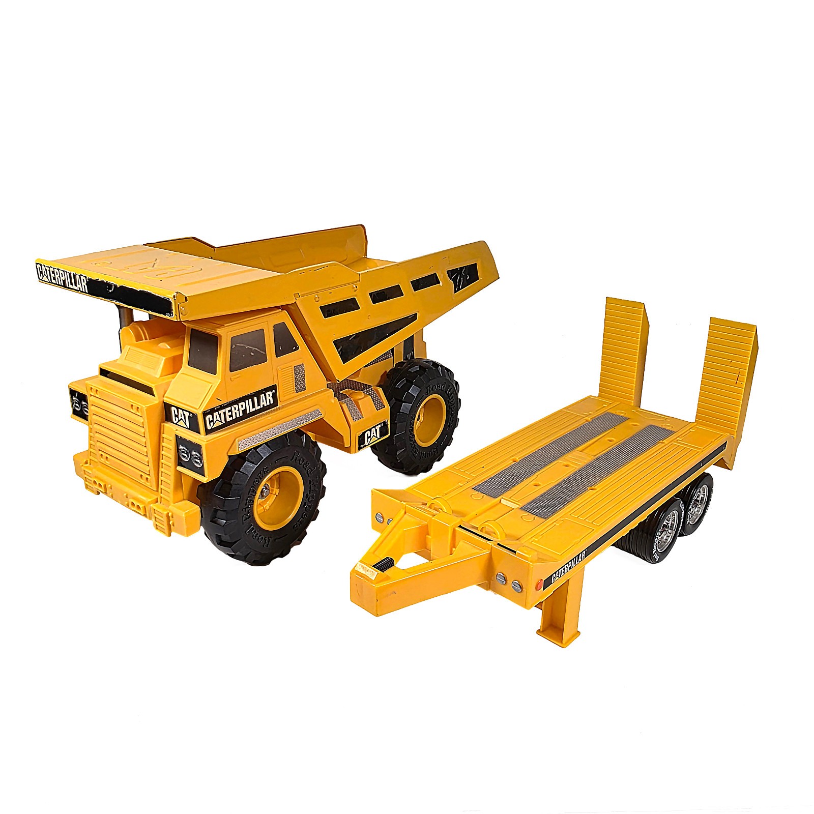 Toy State CAT • Road Rippers 16″ Dump Haul Truck & Trailer • Die-Cast & Plastic