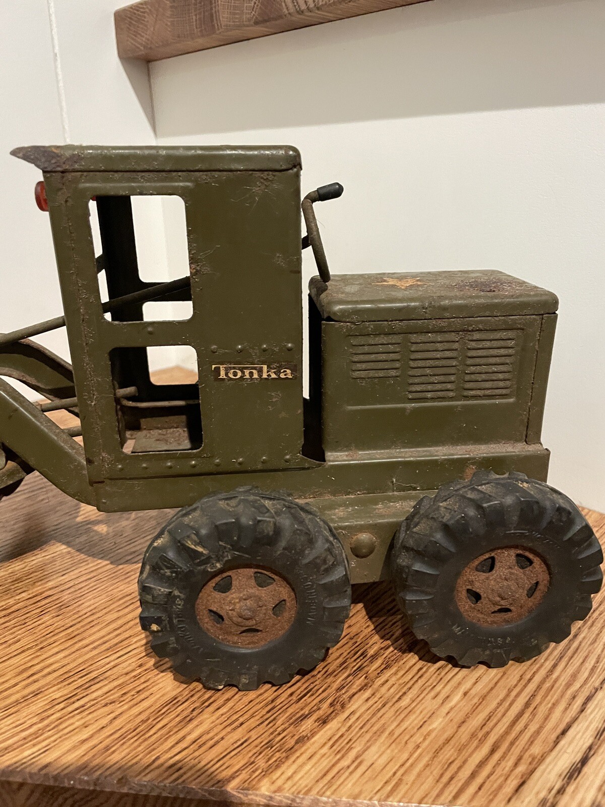 Vintage Tonka GR 2-2431 Army Green Bulldozer & Toys Caterpillar Grader Truck