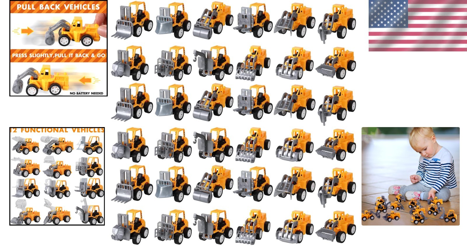 40 Pieces Mini Construction Vehicles Bulk Pull Back Trucks Engineering Vehicl…