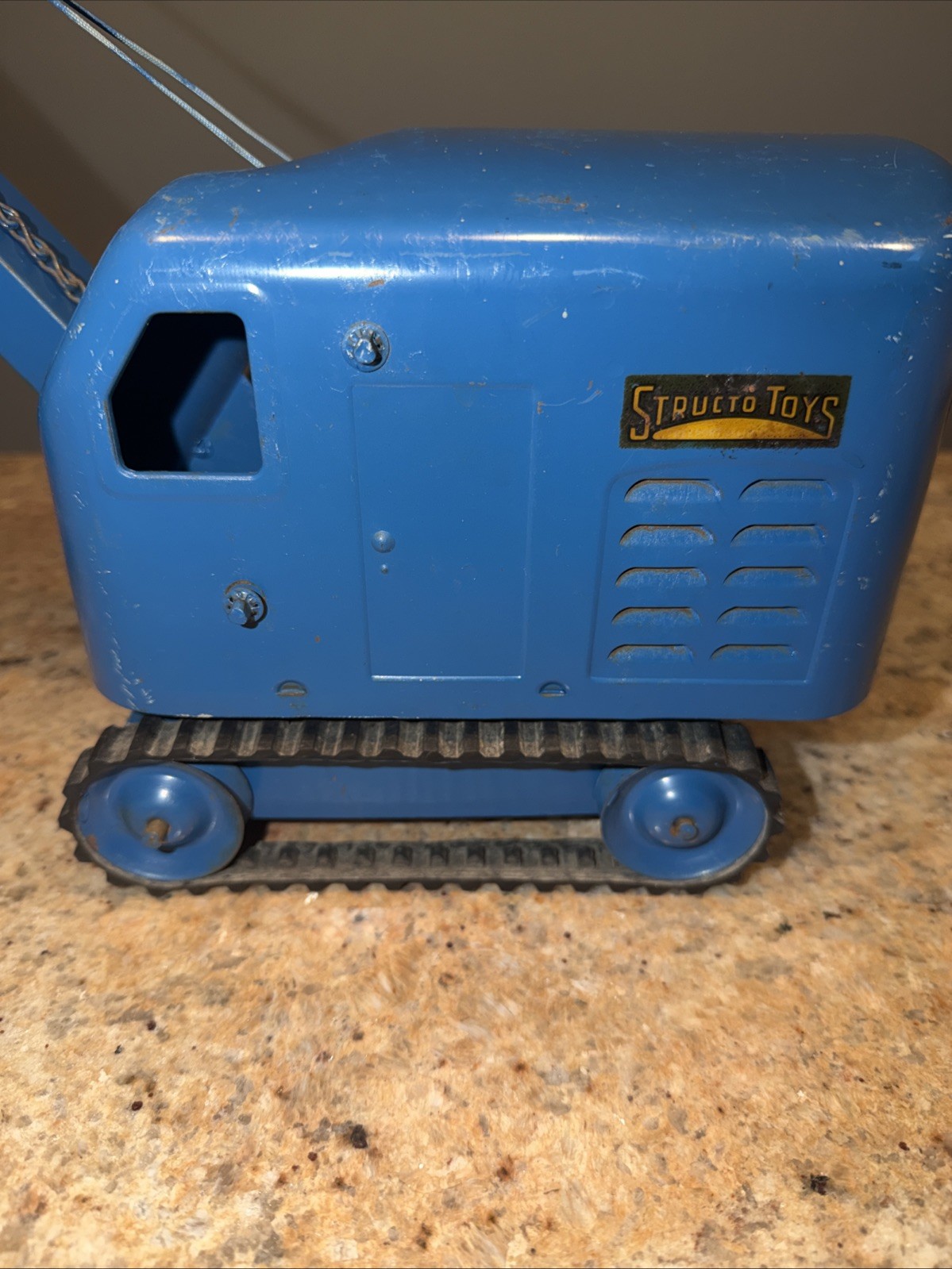 Vintage Structo Toys Pressed Steel Excavator Steam Shovel Toy Blue