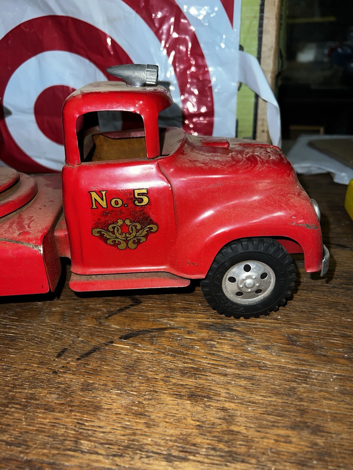 Vintage 1957 Tonka Aerial Ladder Fire Truck 33” #48 in catalog presents well