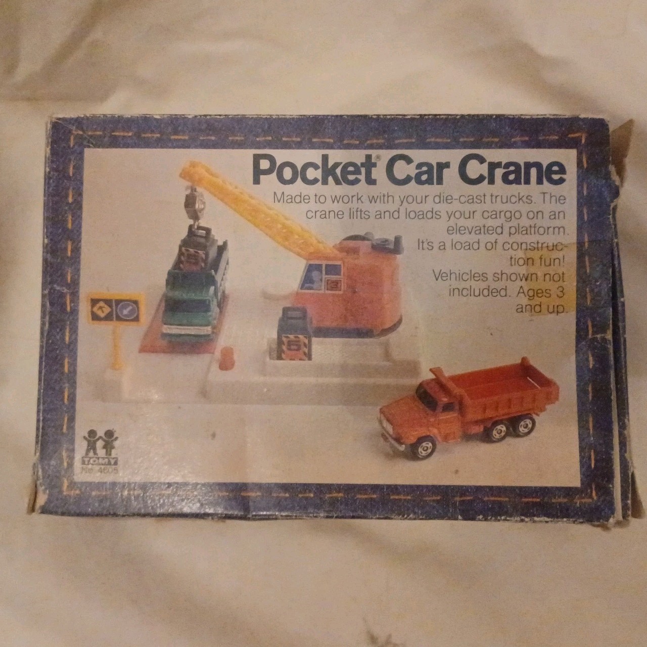 TOMY Pocket Car Crane #4605 1980 – WORKS Original Box – Die Cast Vehicle 1980