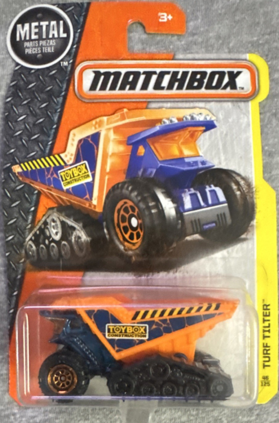Matchbox Turf Tilter MBX Construction 1:64 Orange Blue Black Metal Vehicle 2016