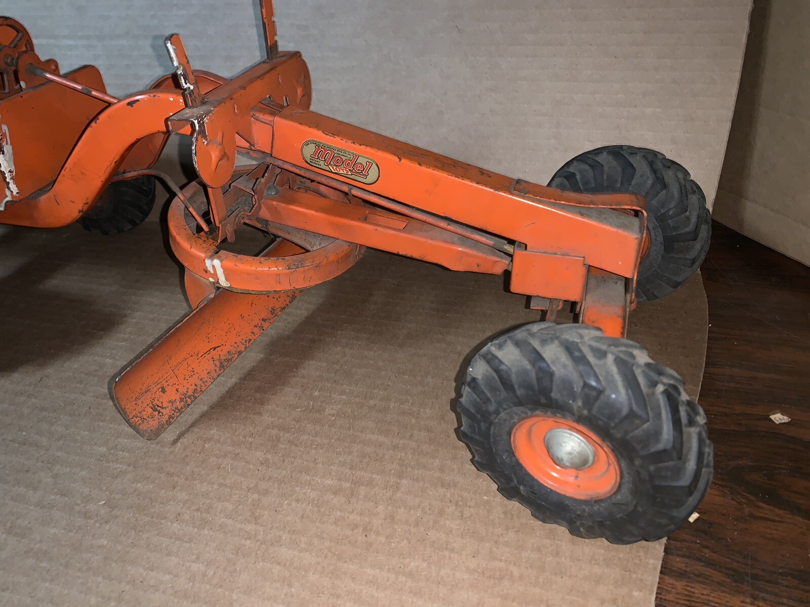 Vintage Heavy Pressed Steel Adams Motor Grader Diesel Construction Toy
