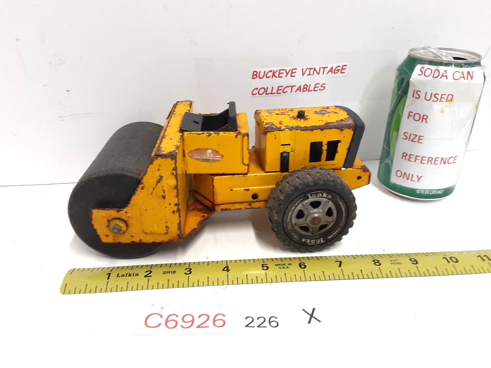Vintage 8-1/2″ TONKA Road Roller Front Swivels 1970’s, To Restore/Parts