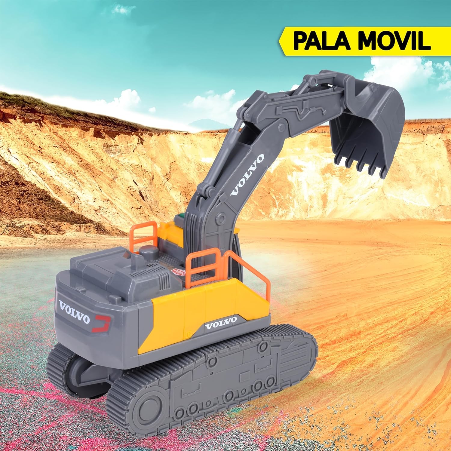 Dickie Toys – Volvo Tracked Excavator – 23cm Crawler Excavator with Light, Sound