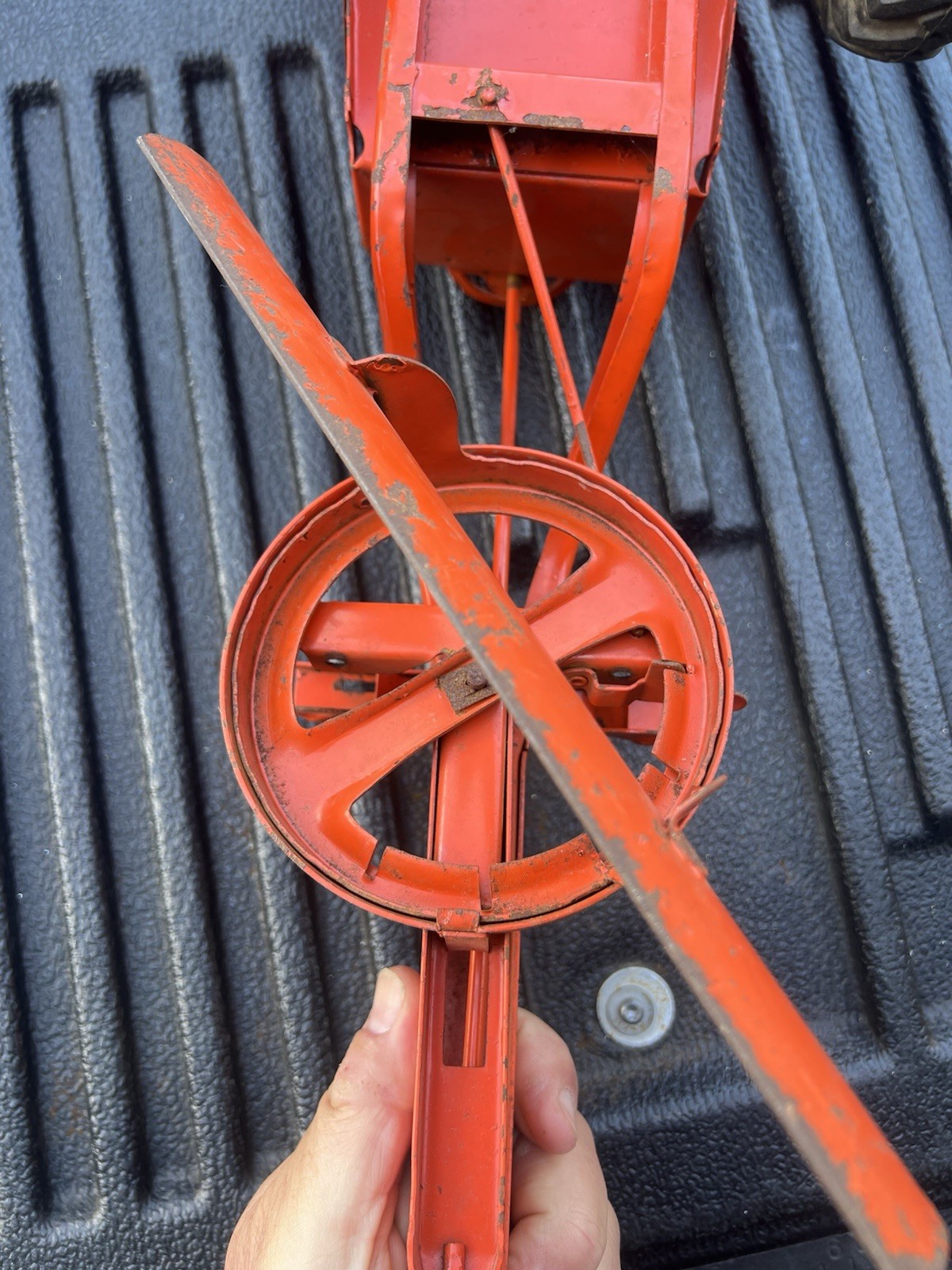 Vintage 1950’s Doepke Model Toys Adams Road Grader Diesel Motor Orange Steel