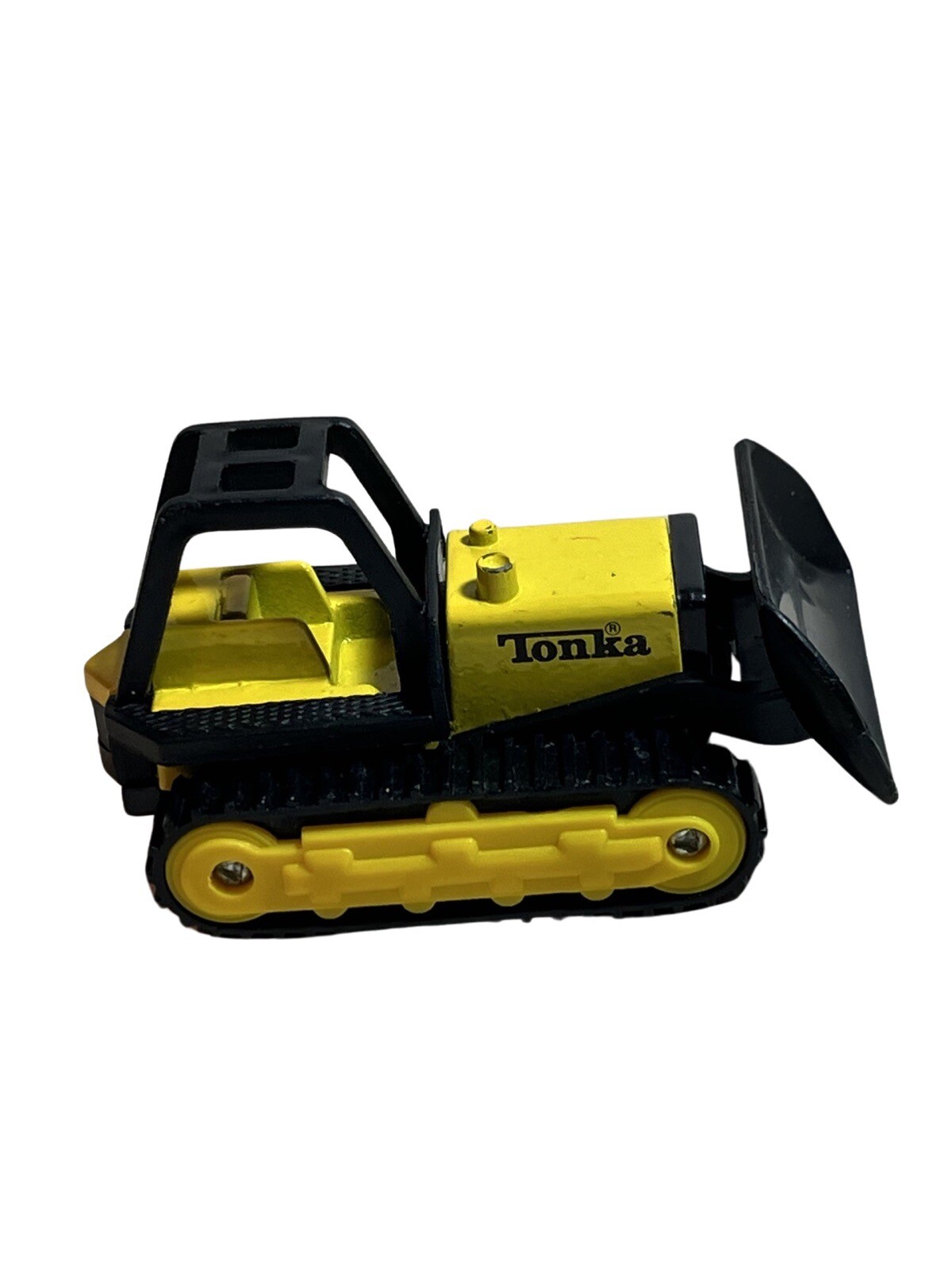 Vintage Toy TONKA Tractor Bulldozer Front Loader Diecast Plastic Yellow 3.25”