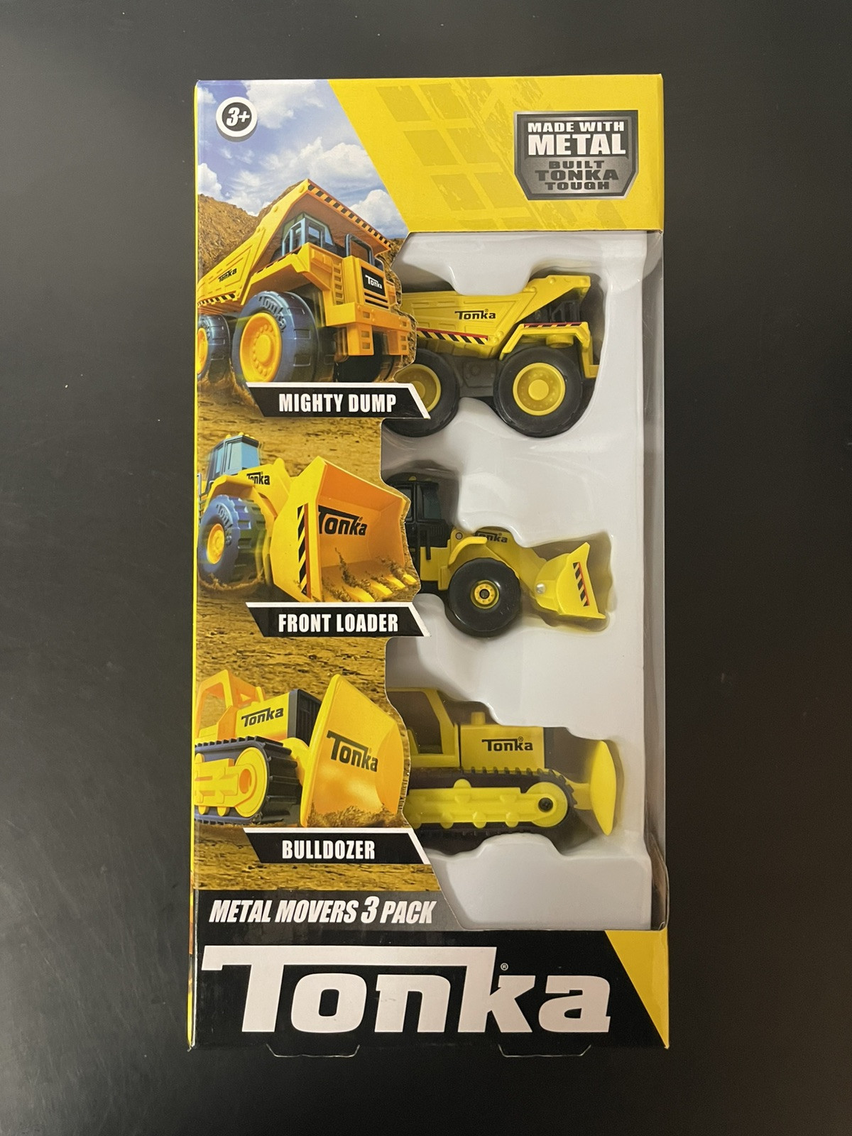New Sealed Tonka Metal Movers 3 Pk Vehicles-Bulldozer, Mighty Dump, Front Loader