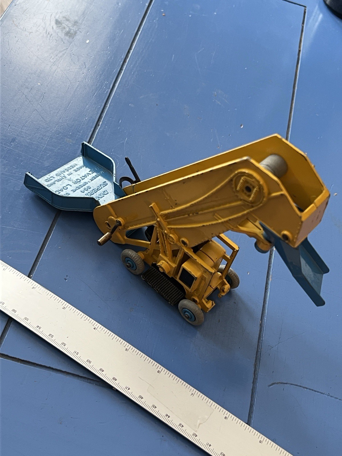 Dinky Toys 564 Yellow Mid-Blue Elevator Loader Made in England Belt Is Broke