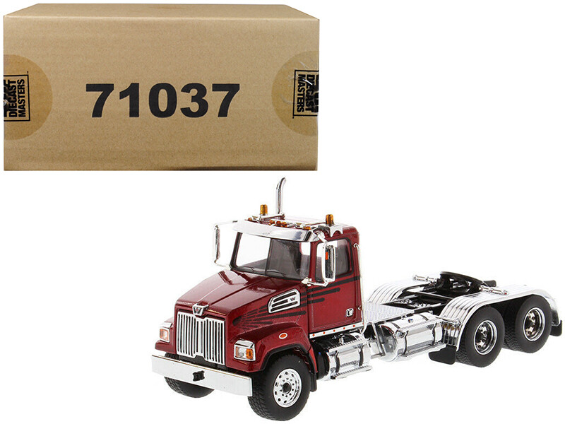 Western Star 4700 SF Tandem Day Cab Tractor Metallic Red 1/50 Diecast Model by D