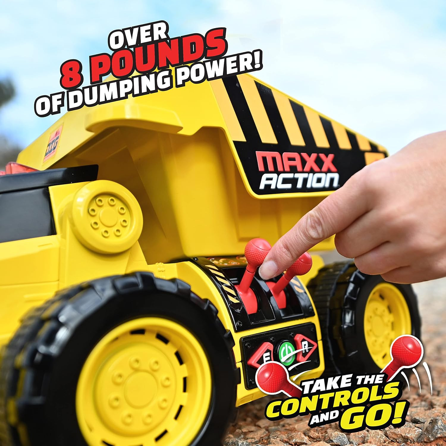 19’’ 2-N-1 Motorized Dig Rig – Excavator and Dump Truck Toy with Joystick Contro