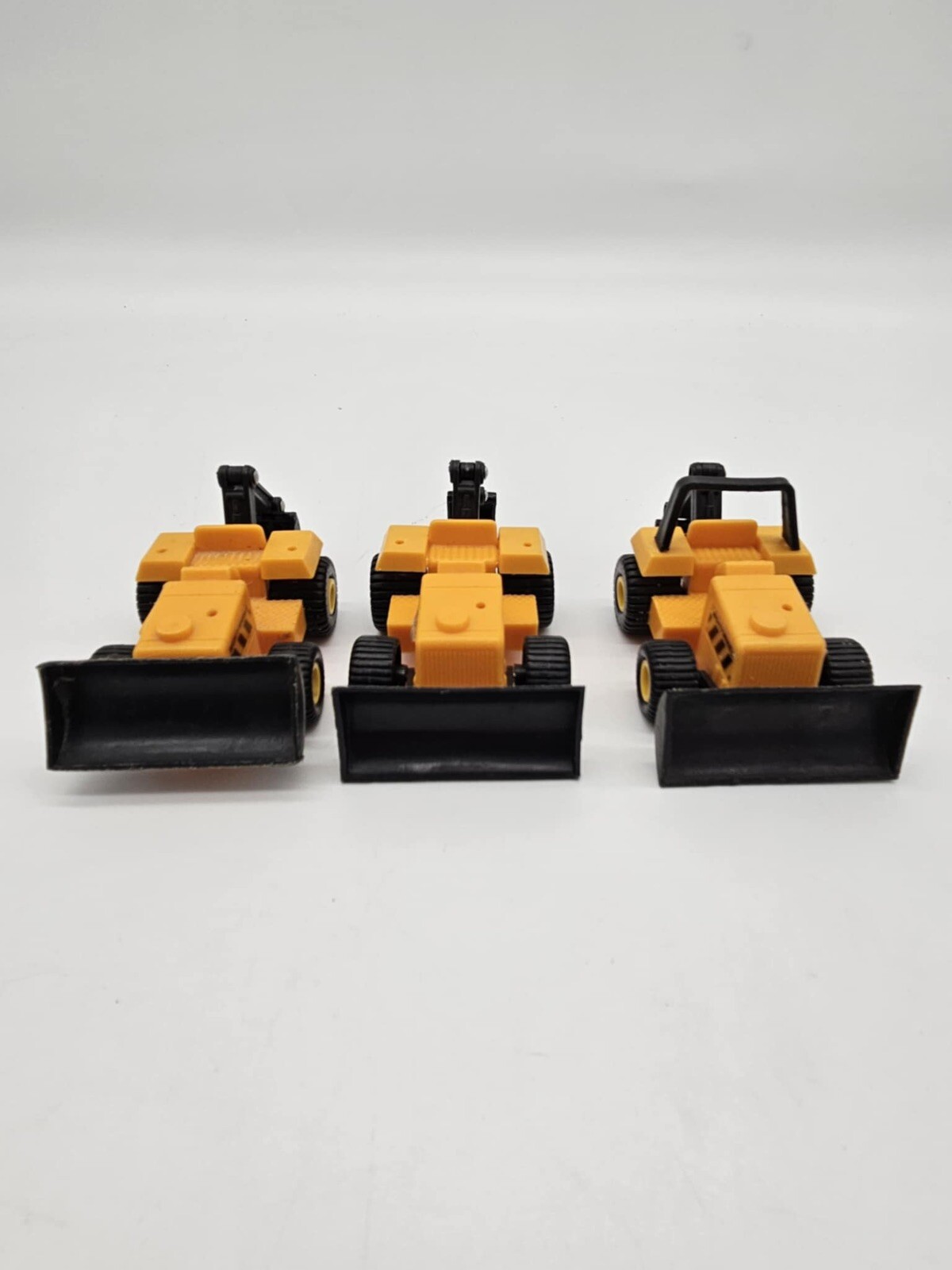3 Soma Mighty Wheels Yellow Digger Bulldozer Front Loader Excavator Plastic Toy