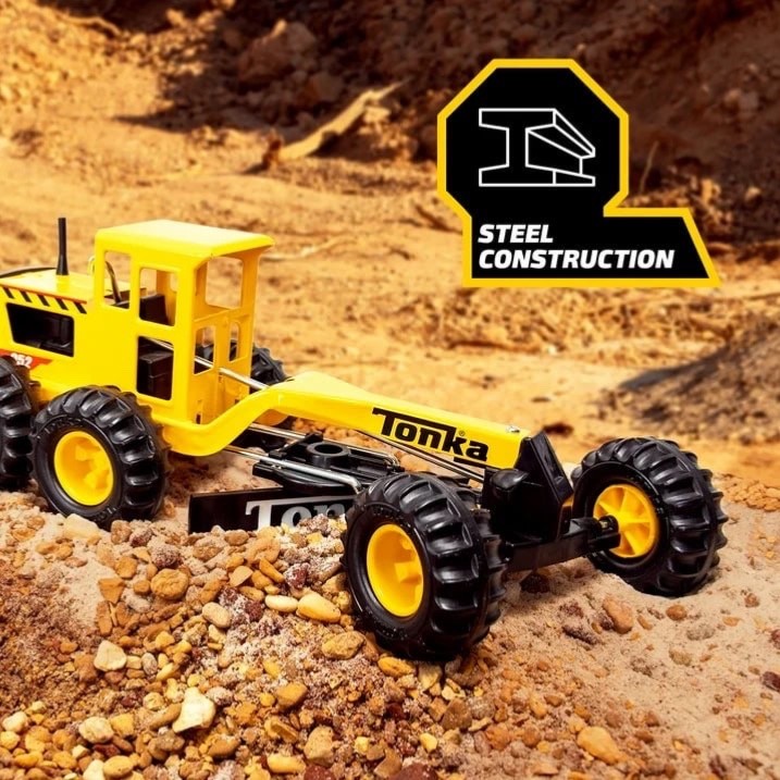 Road Grader, Toy Vehicle, 17″ Long, Moveable Blade & Lever Axle Steering