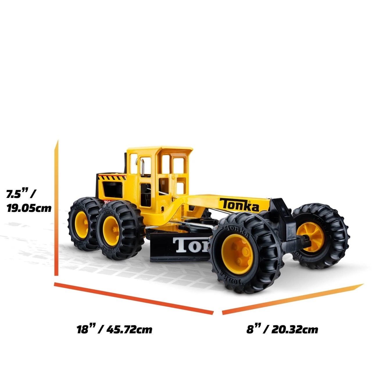Road Grader, Toy Vehicle, 17″ Long, Moveable Blade & Lever Axle Steering