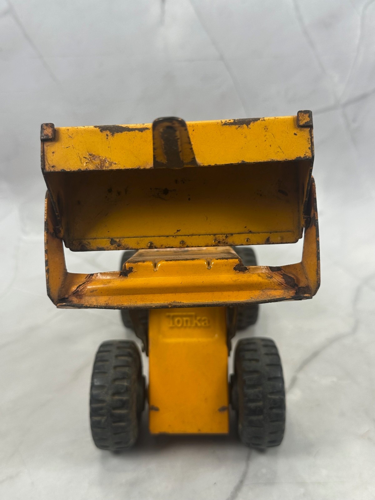 1970’s Tonka Pressed Steel Front End Loader 10” Construction – Rare Orange Color