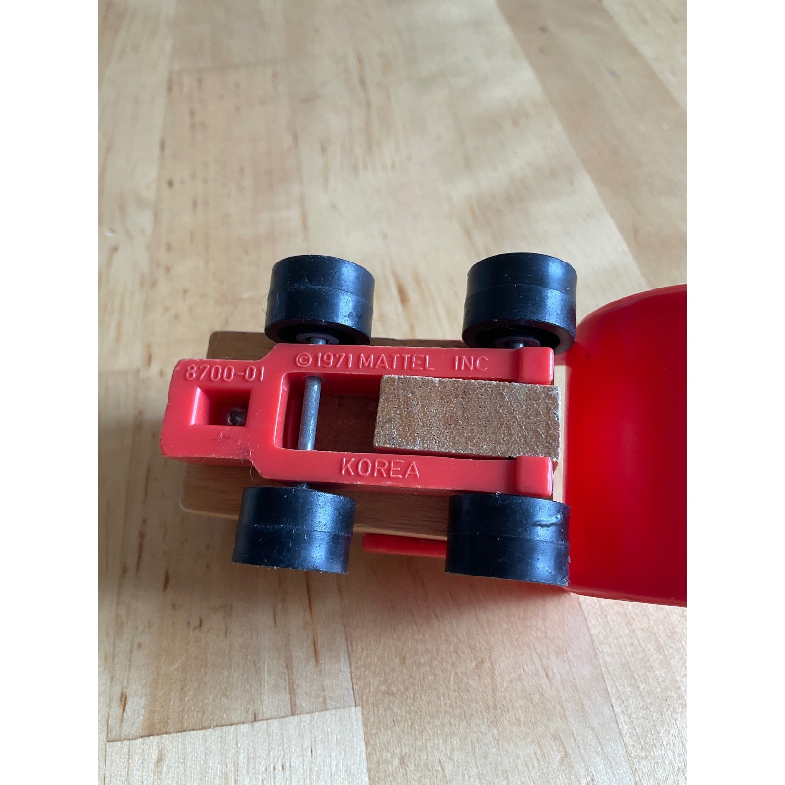 Vintage 1971 Mattel Tuff Stuff Wood Red Plastic Bulldozer Toy 8700-01 Korea