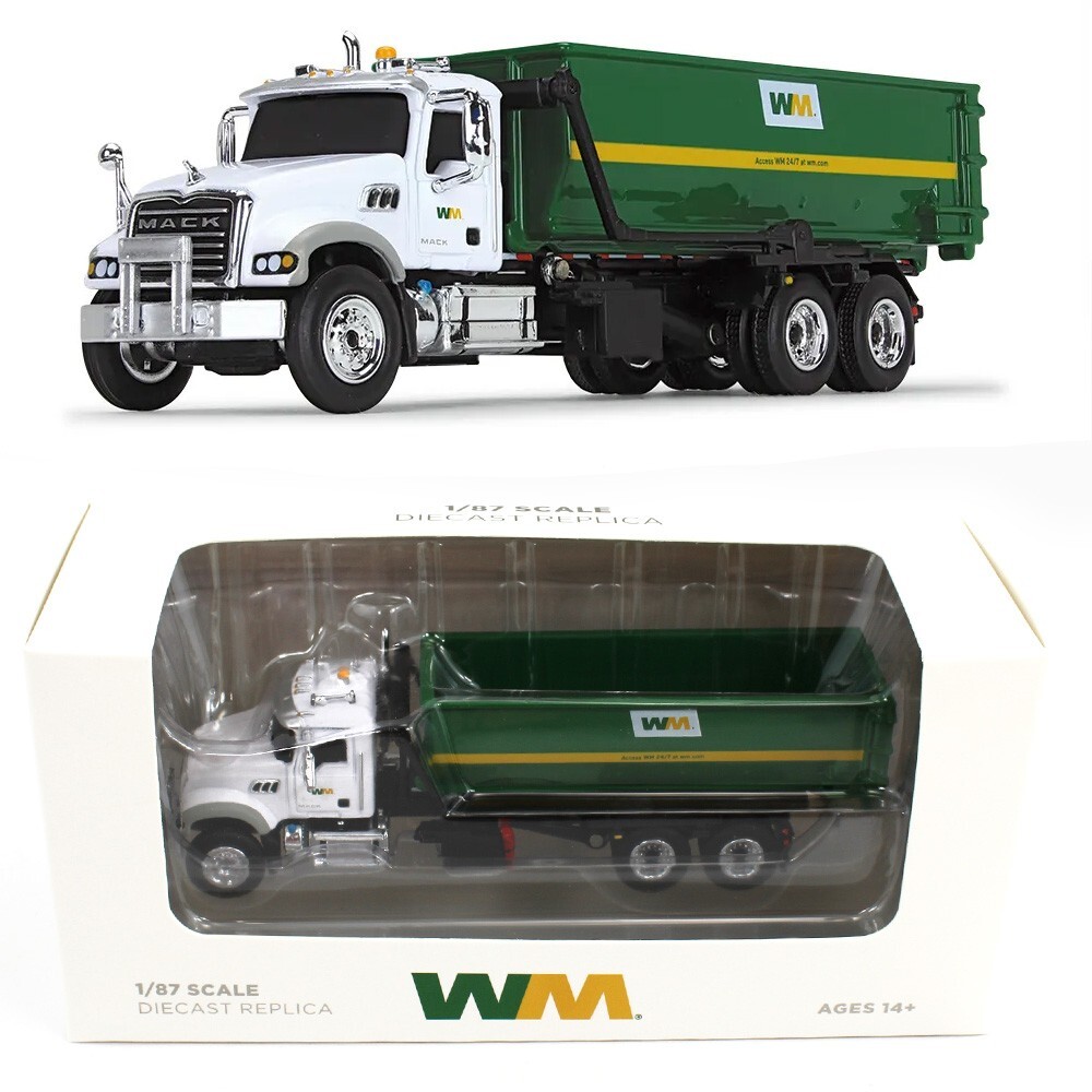 2023 First Gear 1:87 HO *WASTE MANAGEMENT* Mack Granite MP Roll-Off Container