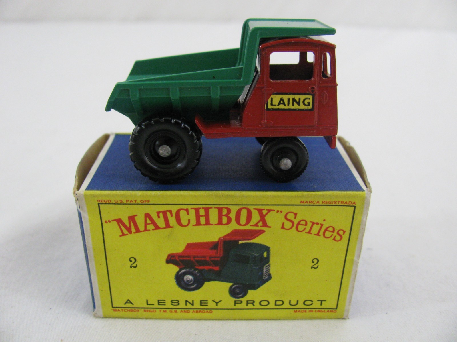 Vintage Lesney Matchbox Red & Green Laing Muir-Hill Dumper Truck w/ Box #2 New!