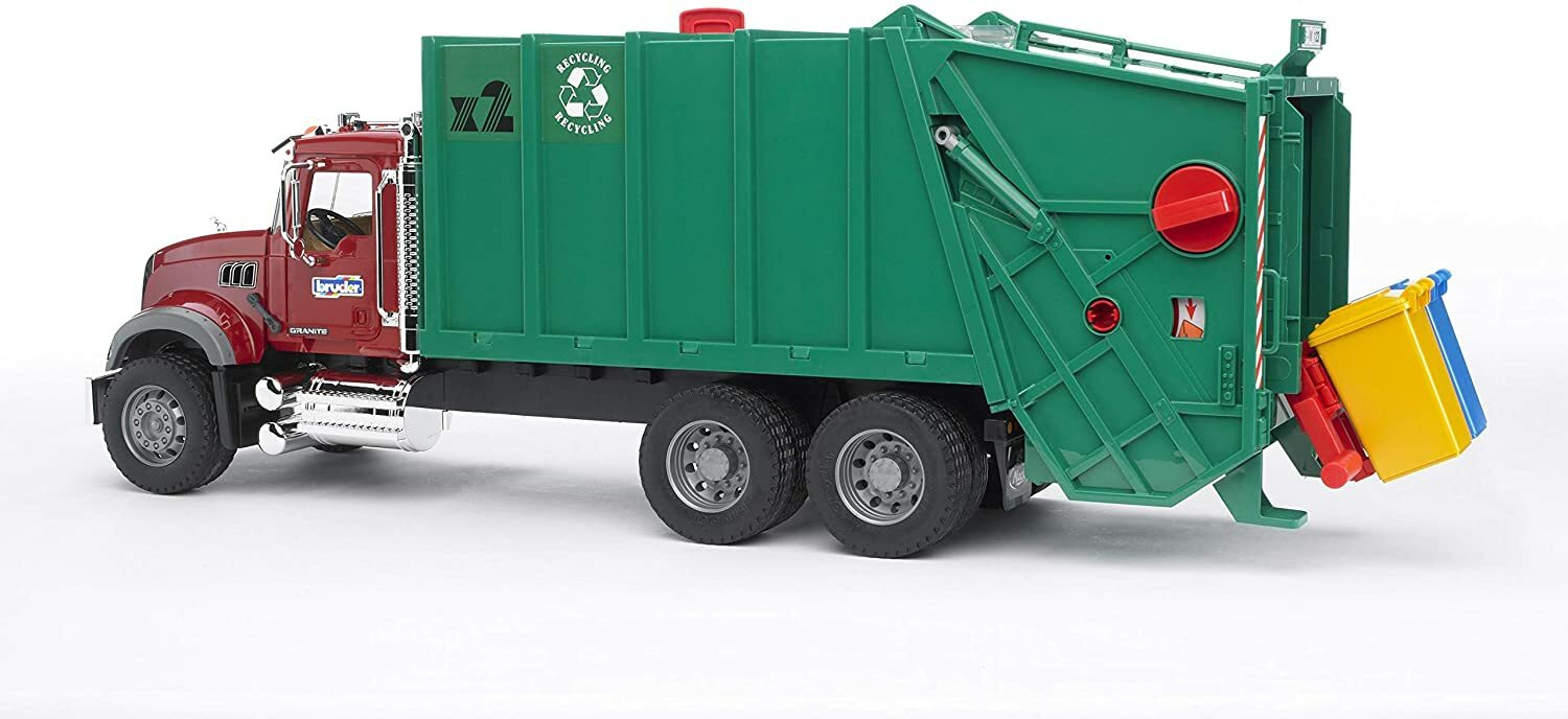 NEW Bruder Toys 02812 MACK Granite Rear Loading Garbage Truck Vehicle