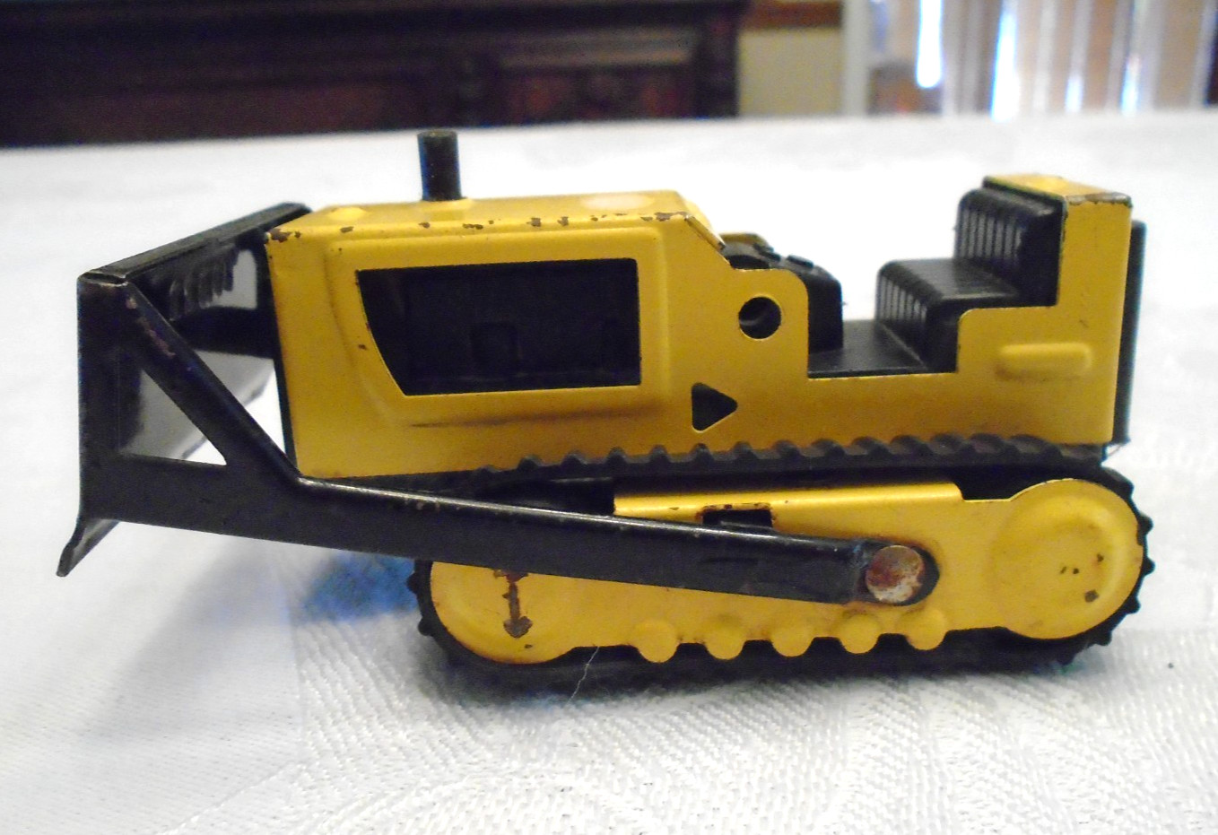 Vintage Tonka Construction Bulldozer Yellow Pressed Steel Metal 4½” Min rust VG