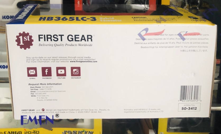 1:50 First Gear KOMATSU HB365LC-3 Hybrid Excavator Machine Diecast Model