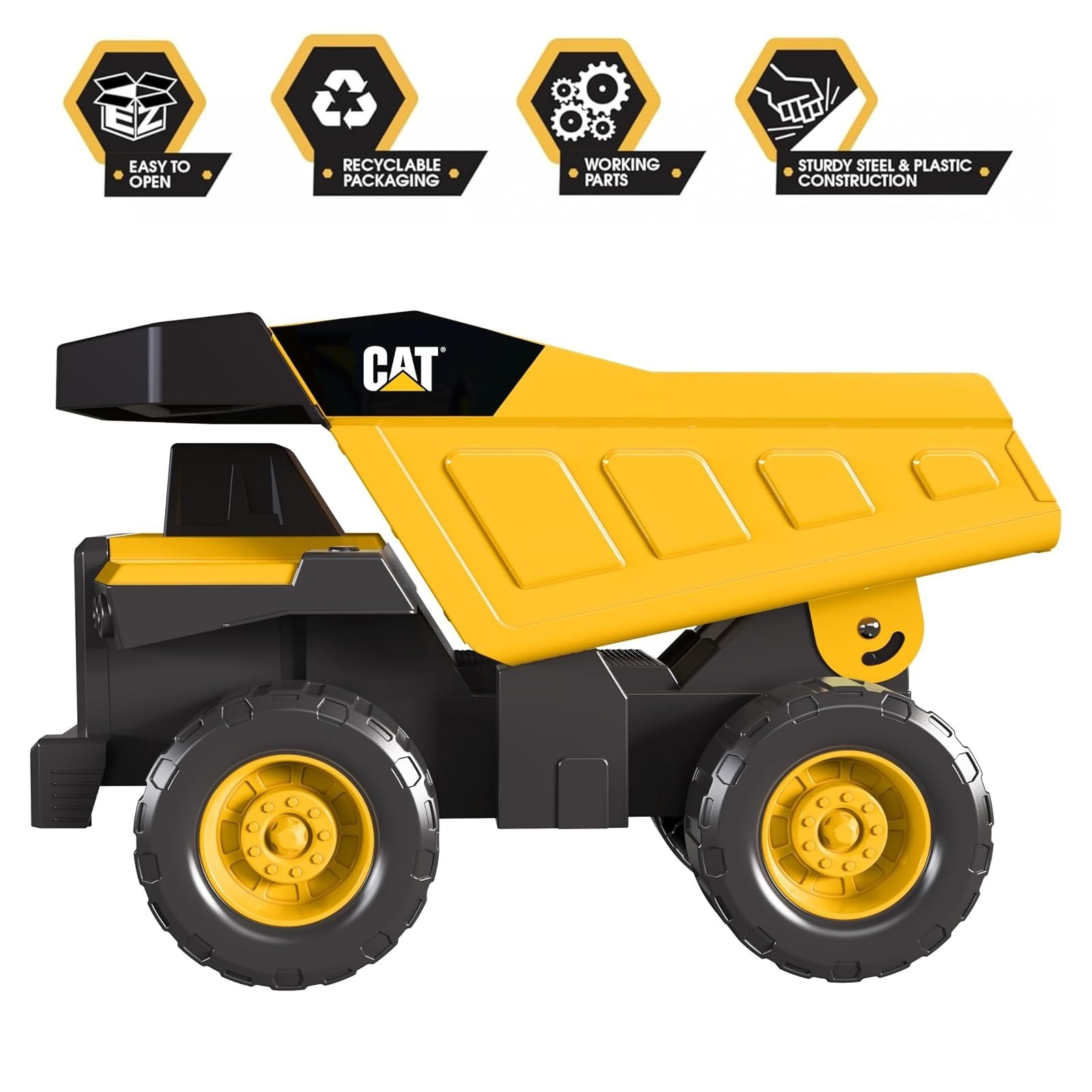 Cat Construction Toys, Real Steel Dump Truck – 12” Heavy Duty Steel Construction