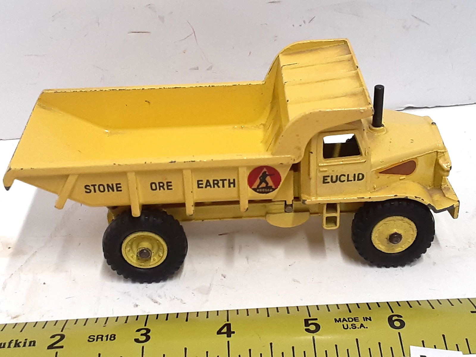 Vintage~Dinky Super Toys Euclid Dump Truck # 965~5-3/4″ Long, 1959-1961