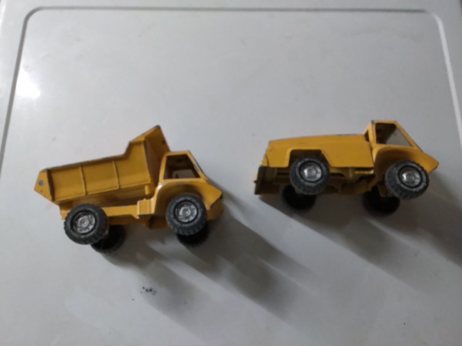 Vintage Gabriel Mini Dump Truck Yellow Lancaster PA 1975 Lot of 2 Trucks