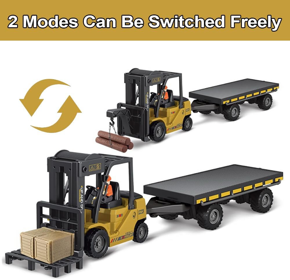 Remote Control Forklift with Flatbed Truck, 11 Channel RC Forklifts with Spray,