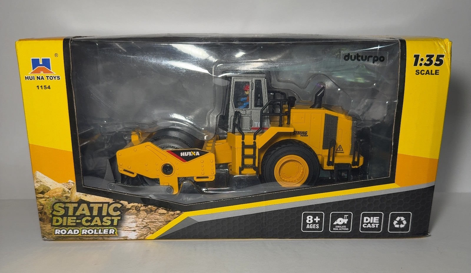 Huina 1154 Road Roller 1:35 Scale Diecast Static Construction Model