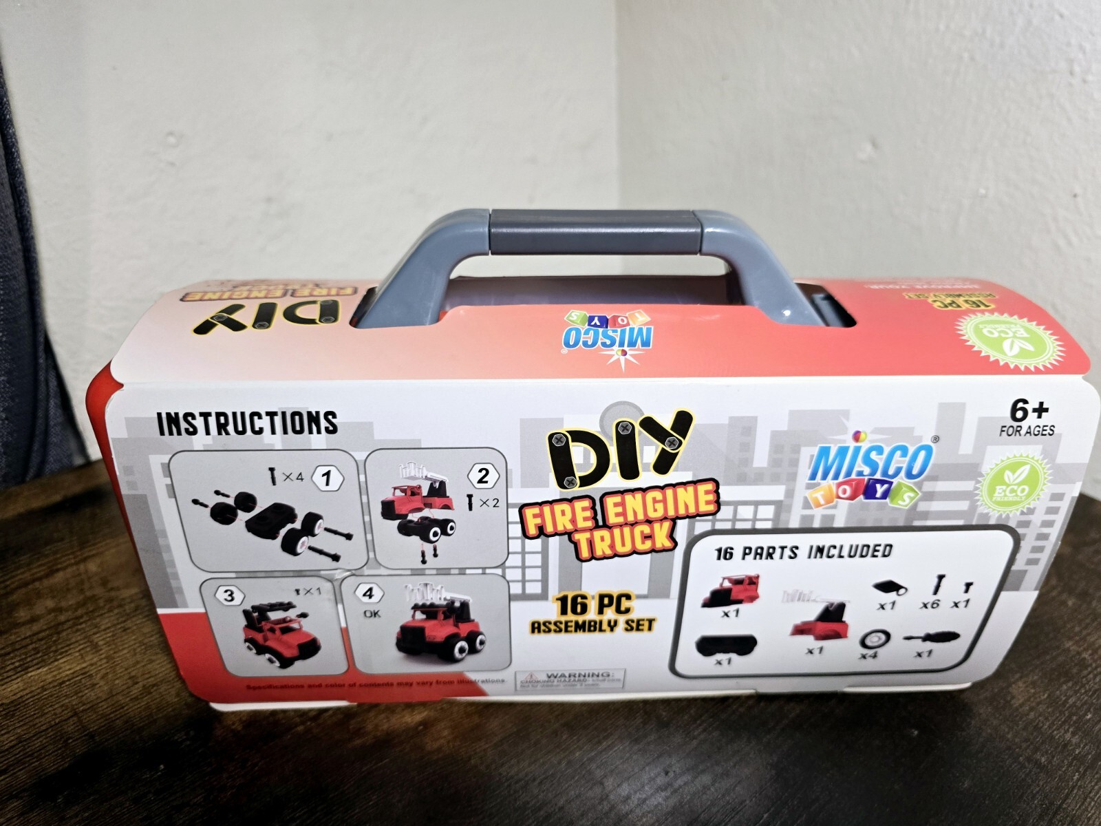 Misco MIY Toy Construction Fire Truck 16 Pcs Kids 6 Up ECO Friendly