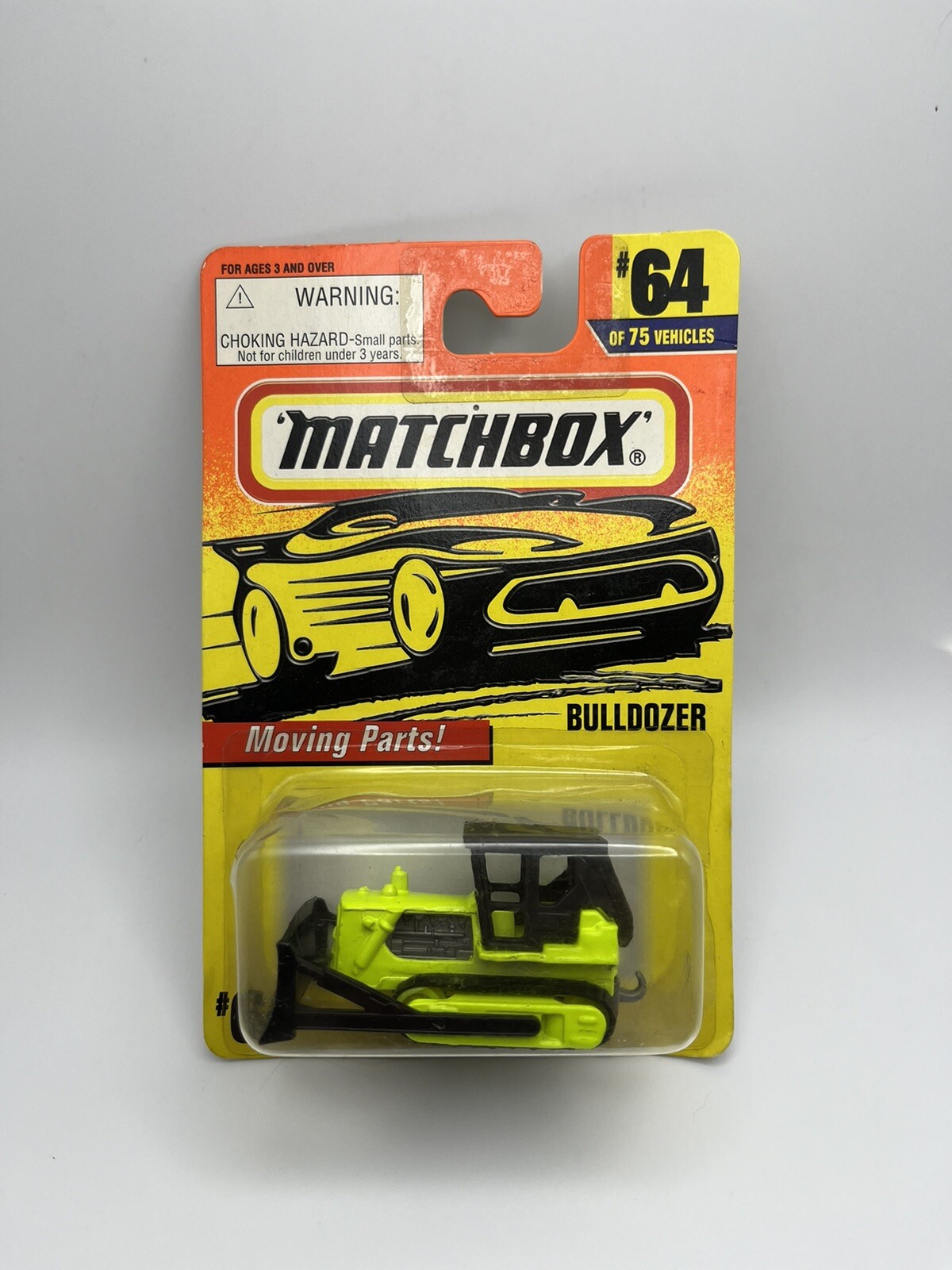 NIP 1996 Matchbox Bulldozer With Moving Parts 64/75 – Neon Green/Yellow