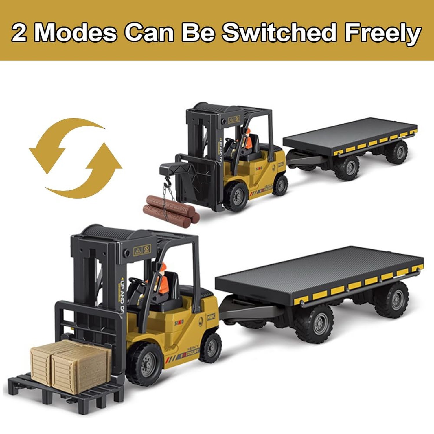 KNACKTOYZ Remote Control Forklift with Flatbed Truck, 11 Channel RC Forklifts…