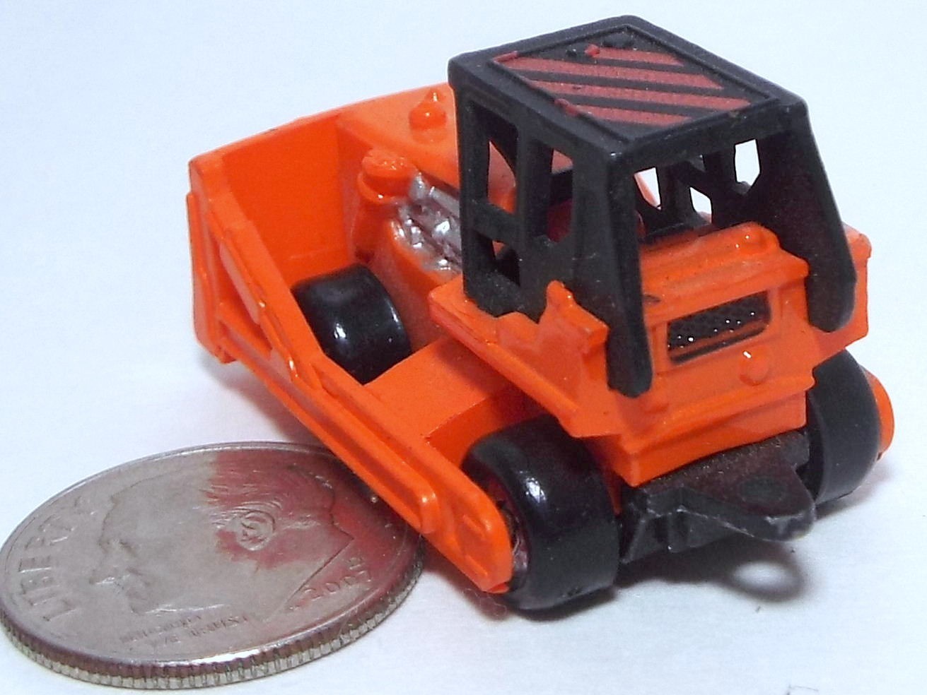 Small Micro Machine Bulldozer Construction Vehicle in Orange & Black
