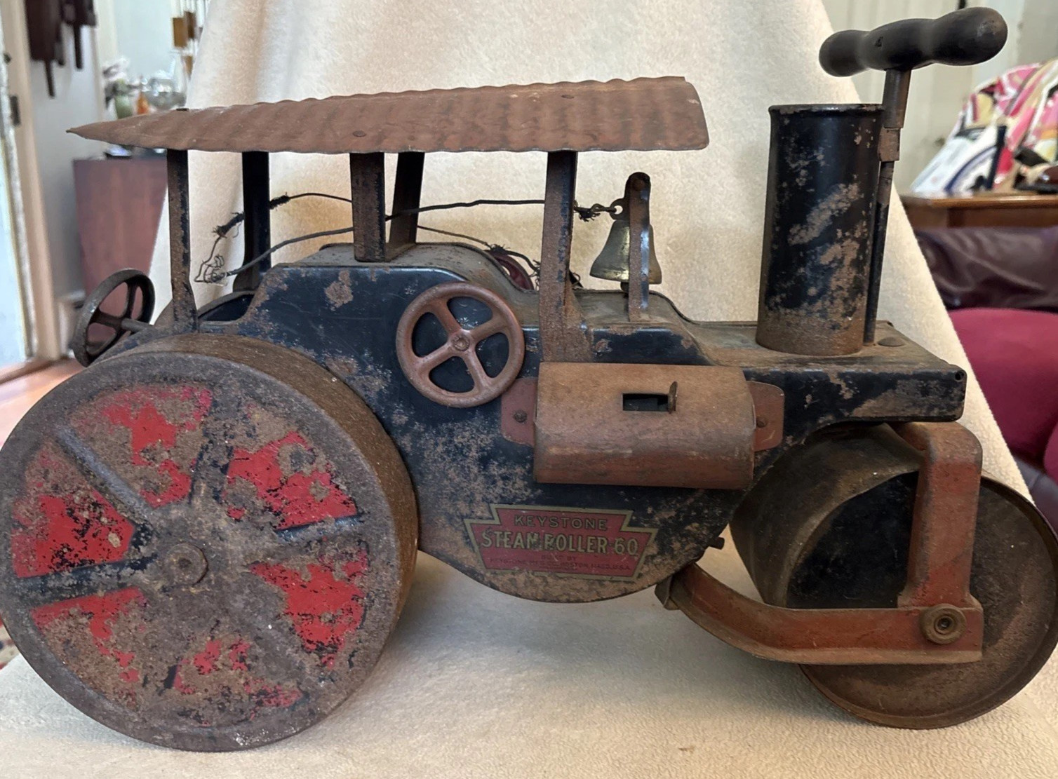 Antique Keystone Steam Roller 60 Ride On Toy Pressed Steel