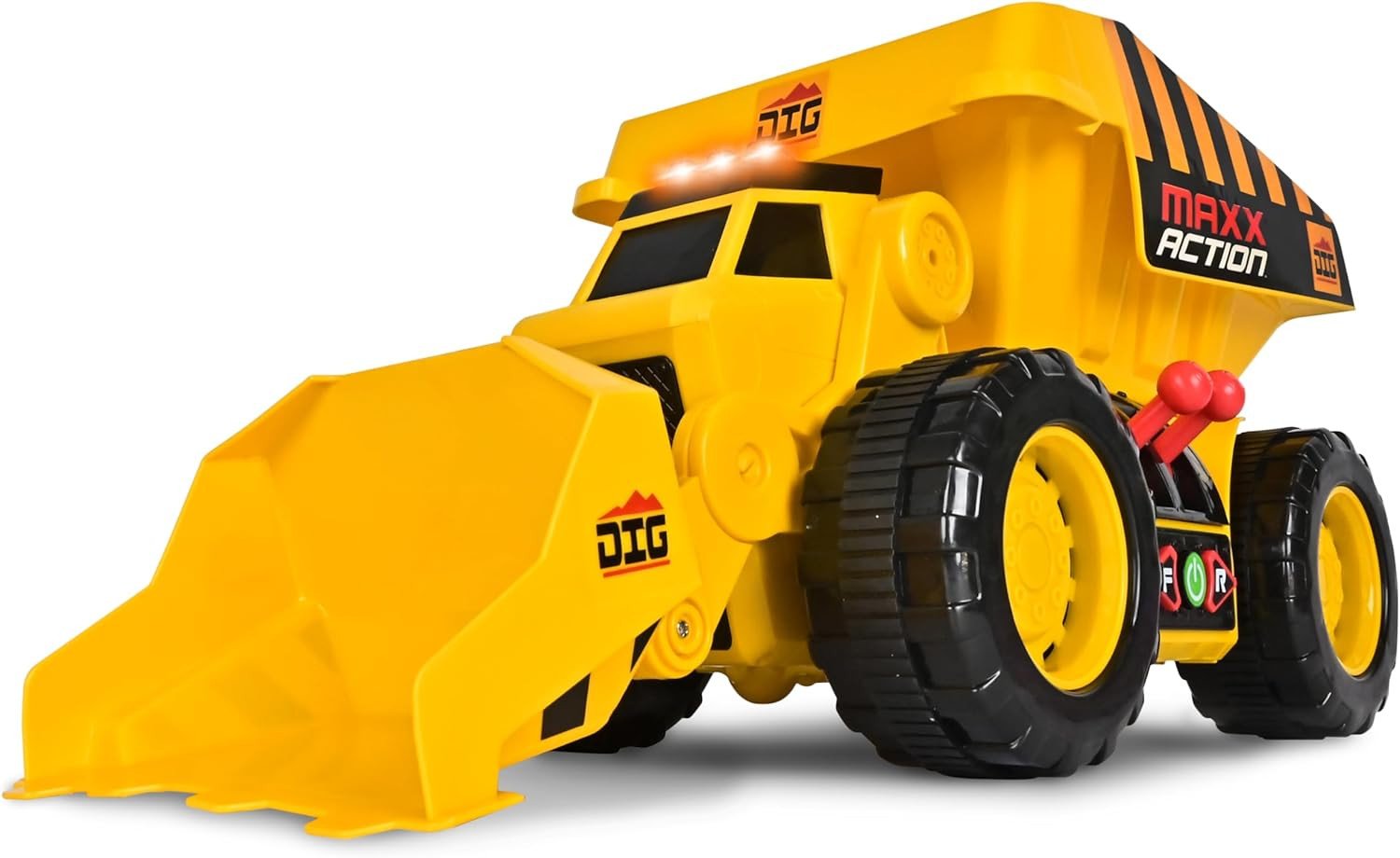 19’’ 2-N-1 Motorized Dig Rig – Excavator and Dump Truck Toy with Joystick Contro