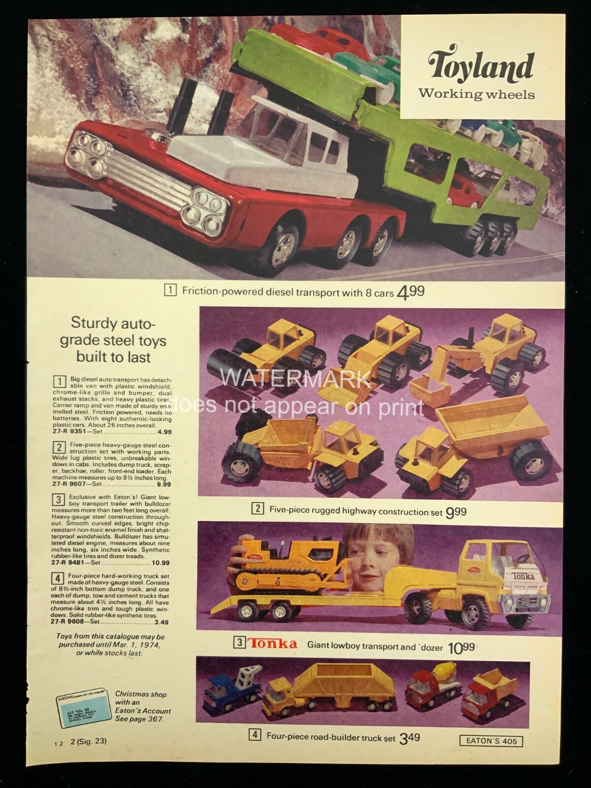 1973 MCM Tonka Heavy Gauge Steel Construction Set Buddy L Print Advertising 623A