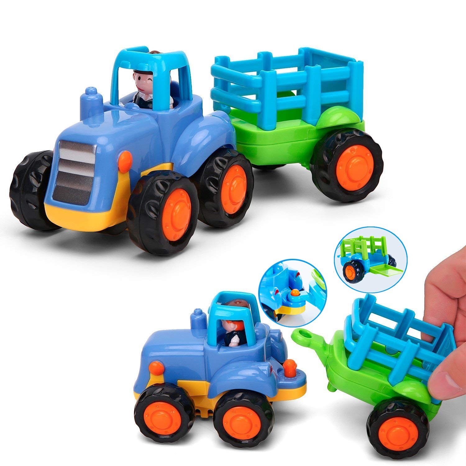Friction Powered Cars Push and Go Trucks Construction Vehicles Toys Set of Tr…