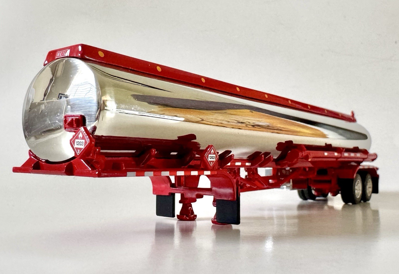 DCP FIRST GEAR 1/64 CHROME AND RED HEIL FUEL GAS TANKER SEMI TRAILER ONLY