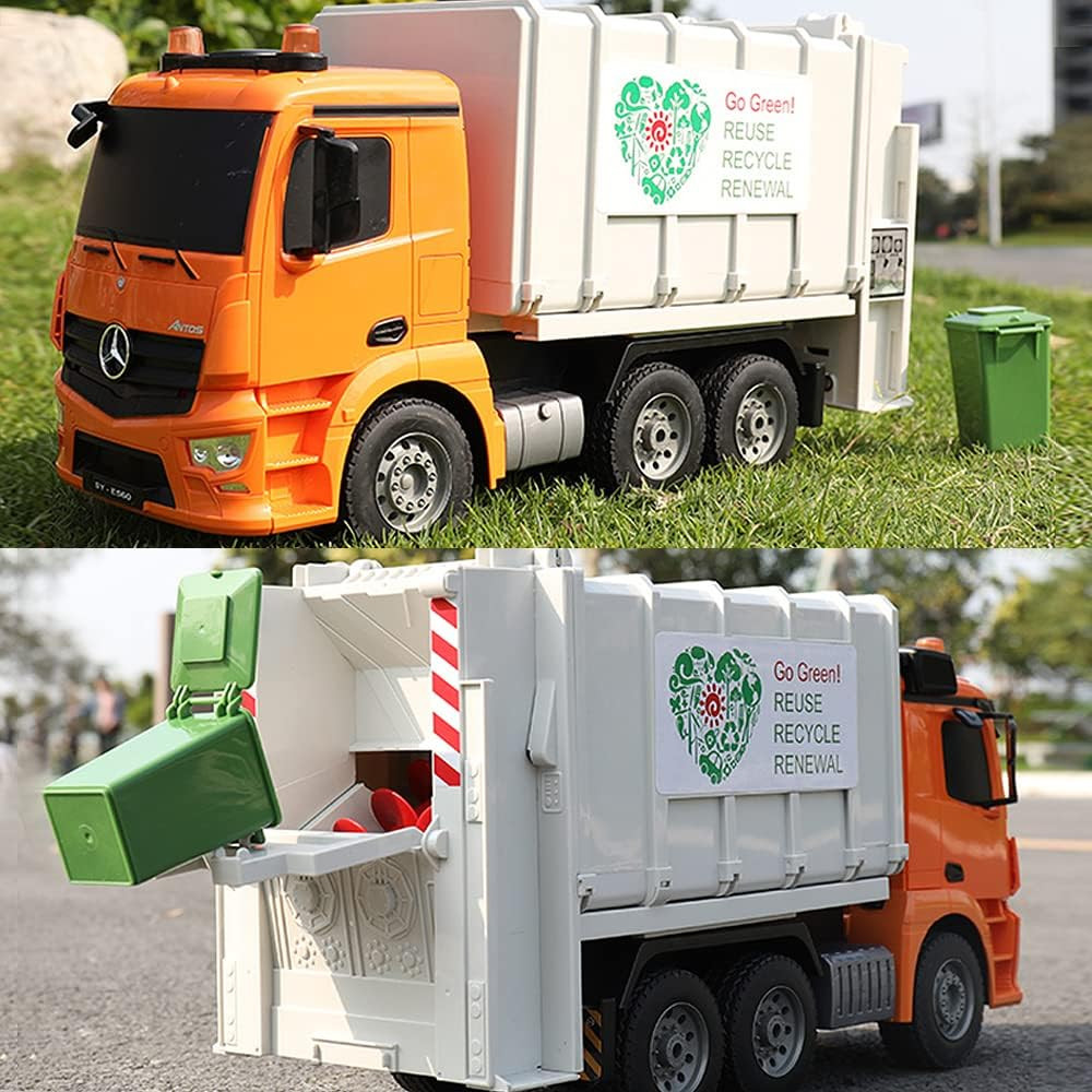 Benz Licensed Remote Control Garbage Truck Electric Recycling Toy Set with Trash