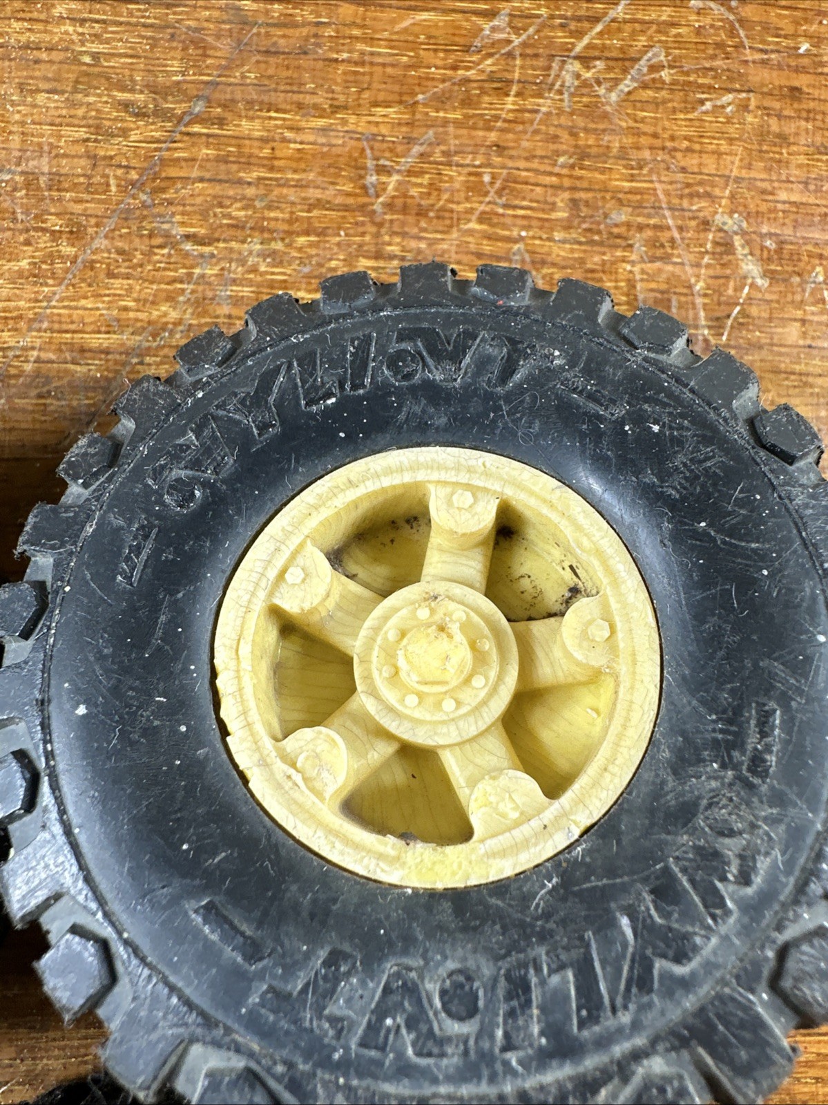 Vintage Nylint Wheels BLACK TIRES YELLOW RIM FOR TRUCKS 3 1/8” Lot Of 3