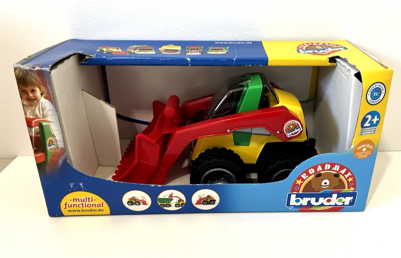 BRUDER ROADMAX STEER LOADER TRUCK 20060 RED YELLOW GREEN 2011 GERMANY GERMAN TOY