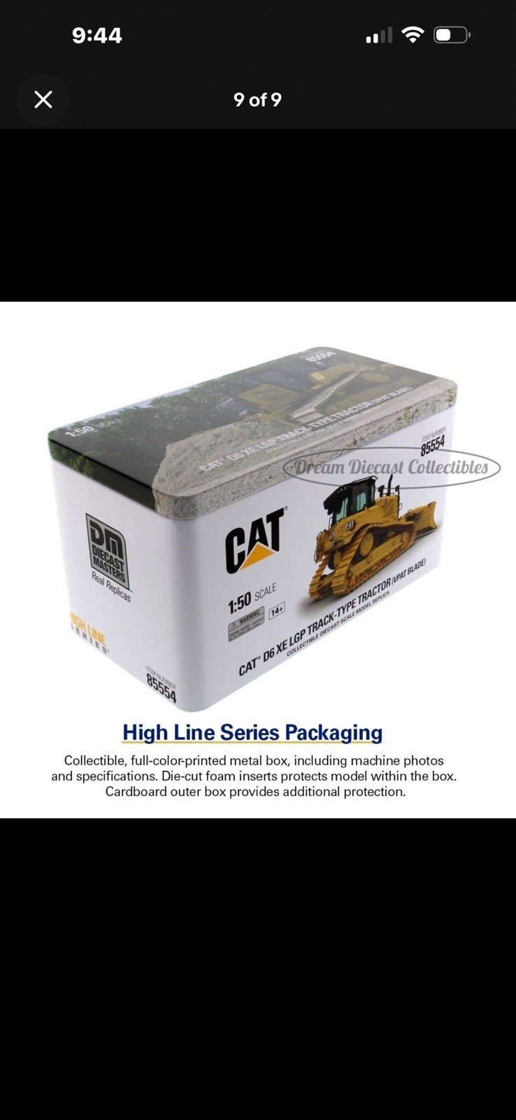 Diecast Masters CAT D6 XE LGP VPAT Dozer High Line 1:50 Yellow/Black Case
