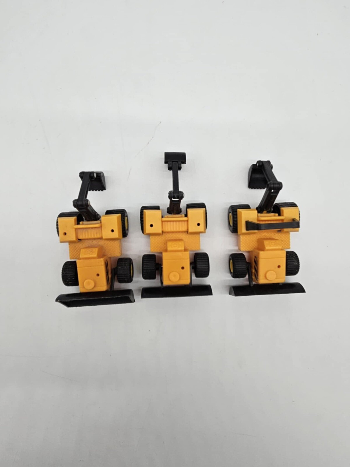 3 Soma Mighty Wheels Yellow Digger Bulldozer Front Loader Excavator Plastic Toy