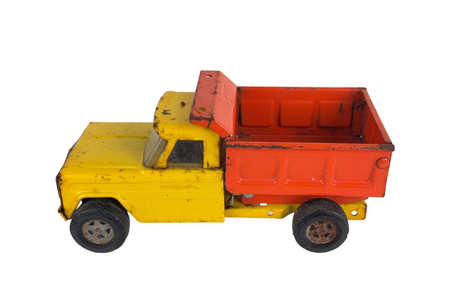 Vintage Structo by Ertl Toy Dump Truck Orange & Yellow Great Old Toy!!