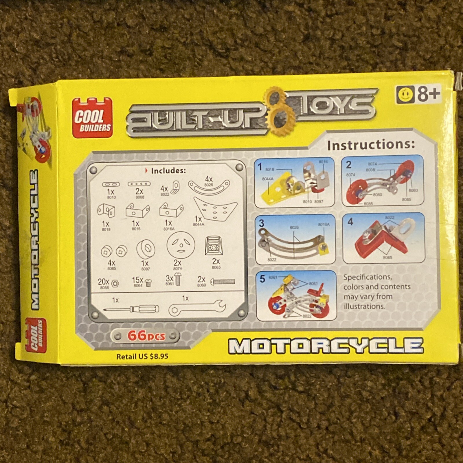 LOT 4 Built-Up Toys Building Skills Bulldozer Airplane Motorcycle Race Car 8+