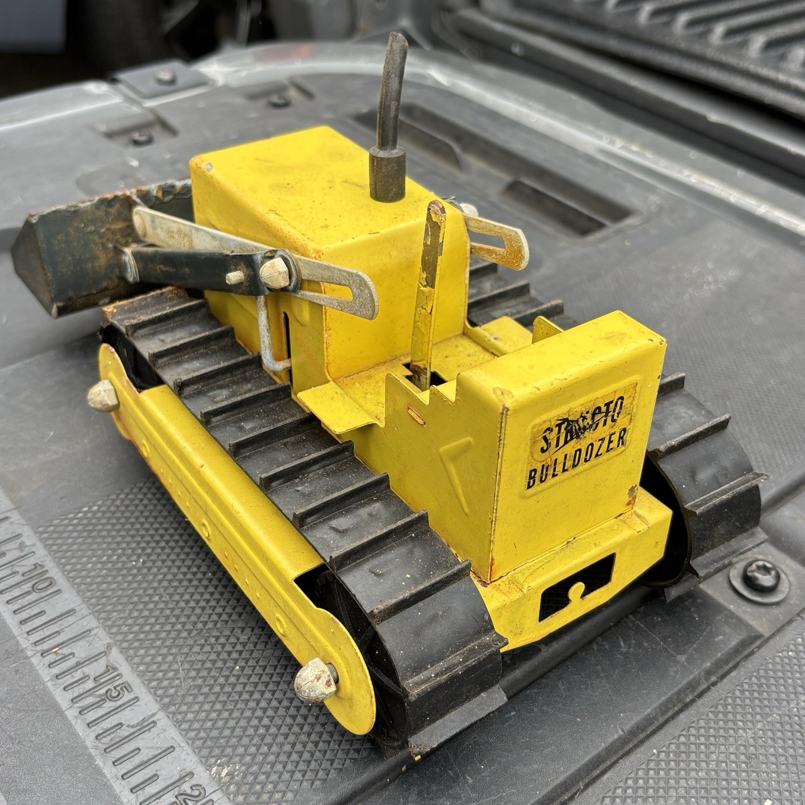 2 x Vintage Pressed Steel Structo Track Loader Bulldozers Toys